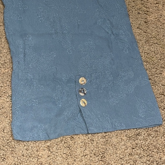 CITRON Silk Asian Floral Jacquard Wide Leg High Waist Crop Palazzo Pant Blue S - Picture 7 of 10